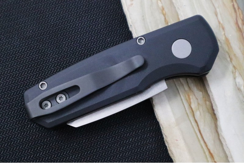 Pro Tech Runt Auto - Black Aluminum Handle / Stonewashed Reverse Tanto Blade / CPM-20CV Steel R5201