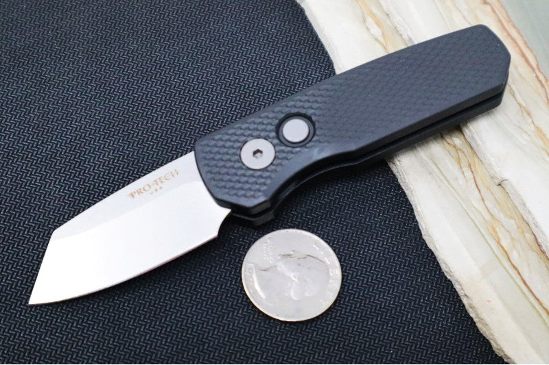 Pro Tech Runt Auto - Black Textured Aluminum Handle / Stonewashed Reverse Tanto Blade / CPM-20CV Steel R5205
