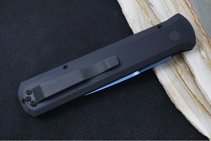 Pro Tech Godfather Auto - Black Aluminum Handle / Sapphire Blue Coated Blade / Abalone Push Button / Black Hardware 921-SB