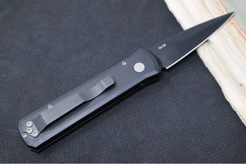 Pro Tech Godson Auto - Black Handle - 154CM Black Blade 721