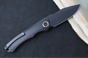 Heretic Knives Wraith Auto - Black DLC Drop Point / Aluminum Handle & Marbled Carbon Fiber Bolster H000-4A-T - Northwest Knives