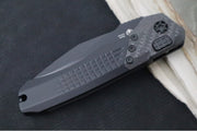 Heretic Knives Wraith Auto - Black DLC Drop Point / Aluminum Handle & Marbled Carbon Fiber Bolster H000-4A-T - Northwest Knives