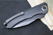 Heretic Knives Wraith Auto - Black DLC Drop Point / Aluminum Handle & Marbled Carbon Fiber Bolster H000-4A-T - Northwest Knives