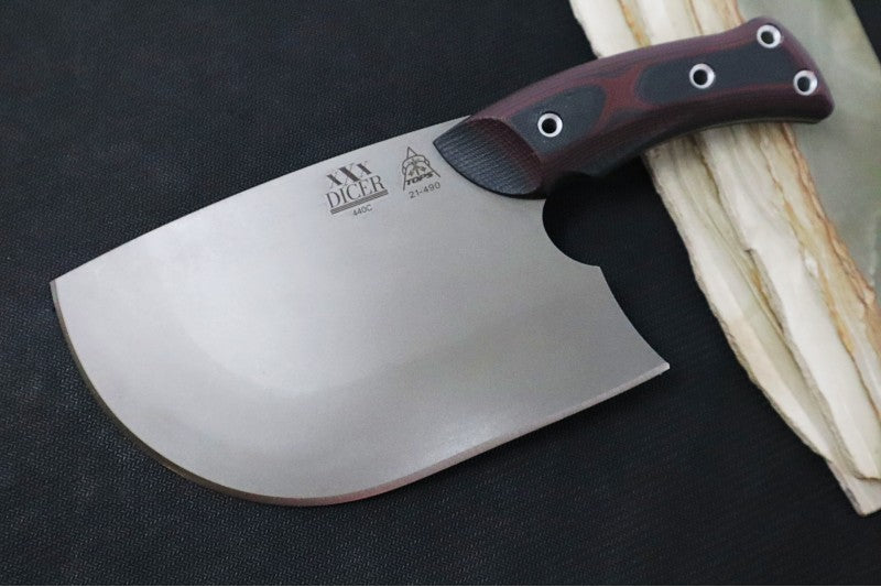 Tops XXL Dicer - 440C Steel / Red & Black G10 Handle / Black Kydex Sheath DCRX-01