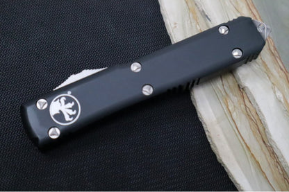 Microtech Ultratech OTF - Tanto Blade with Full Serrate / Stonewash Finish / Black Aluminum Handle 123-12