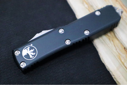 Microtech UTX-85 OTF - Single Edge with Partial Serrate / Satin Finish / Black Body - 231-5