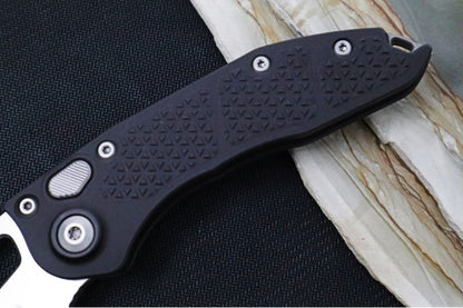 Microtech Stitch Auto - Wharncliffe Stonewashed Blade / Black Textured Milled Aluminum Handle 169-10