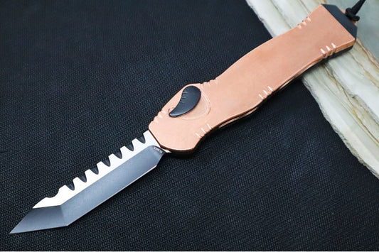 Heretic Knives Hydra Single Action OTF - Black Tanto Blade / Copper & Black Anodized Aluminum Handle H006-10A-COPPER