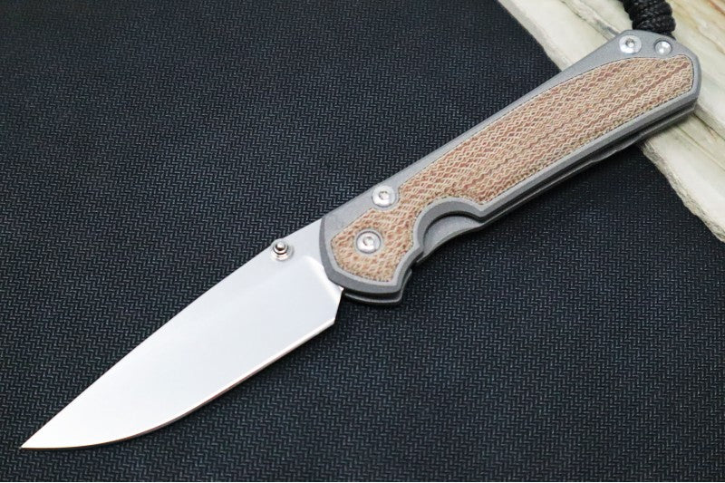 Chris Reeve Knives Small Sebenza 31 - Drop Point / Natural Canvas Micarta Inlay / Magnacut Steel S31-1212