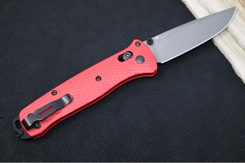 Benchmade 537GY-1 Bailout Custom - Fire Red Cerakote Aluminum Handle / M4 Drop Point Blade Regrind
