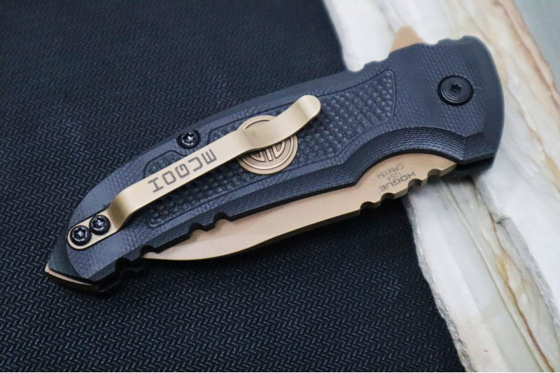 Hogue Knives X1 Microflip Sig Sauer Edition- Solid Black G10 Handle / CPM-154 Steel / Bronzed Wharncliffe Blade / SIG Medallion 16160