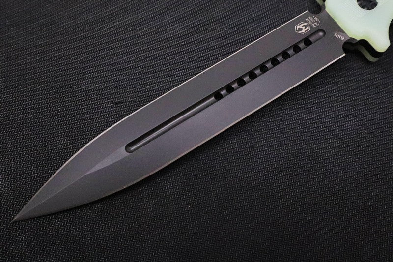 Heretic Knives Nephilim Fixed Blade - Black DLC Dagger Blade / Elmax Steel / Jade G-10 Handle H003-6A-JADE