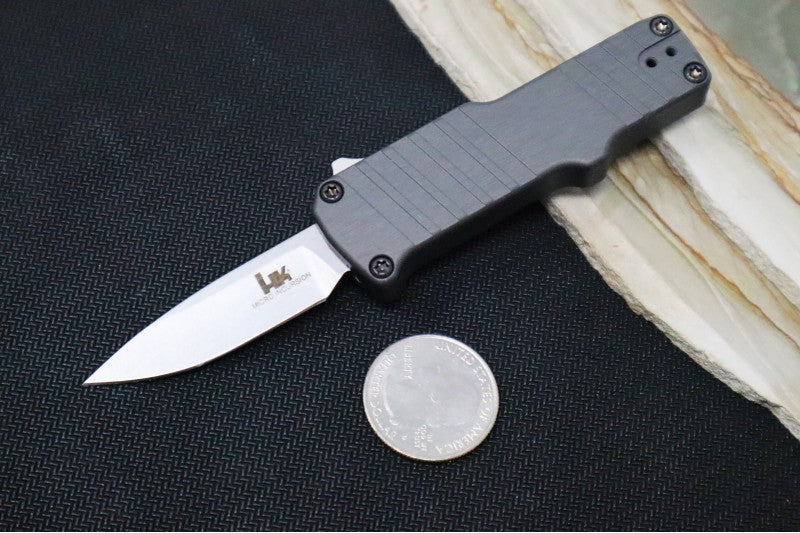 Hogue Knives H&K Micro Incursion OTF - Grey Aluminum Handle / Clip Point / 154CM Steel 54032