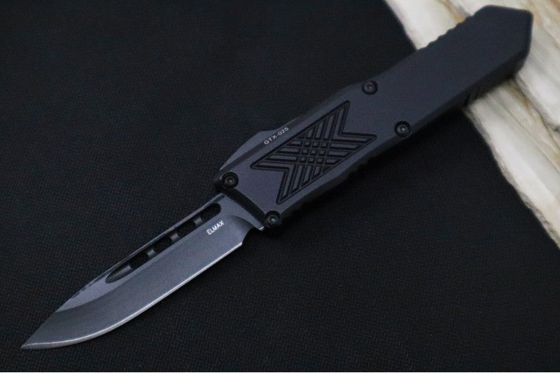 Guardian Tactical GTX-025 OTF - Black Finish / Elmax Steel / Drop Point Blade / Black Anodized Aluminum Handle 12-3111