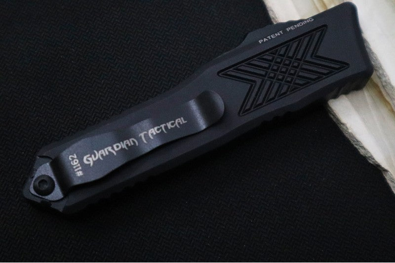 Guardian Tactical GTX-025 OTF - Black Finish / Elmax Steel / Drop Point Blade / Black Anodized Aluminum Handle 12-3111 - Northwest Knives