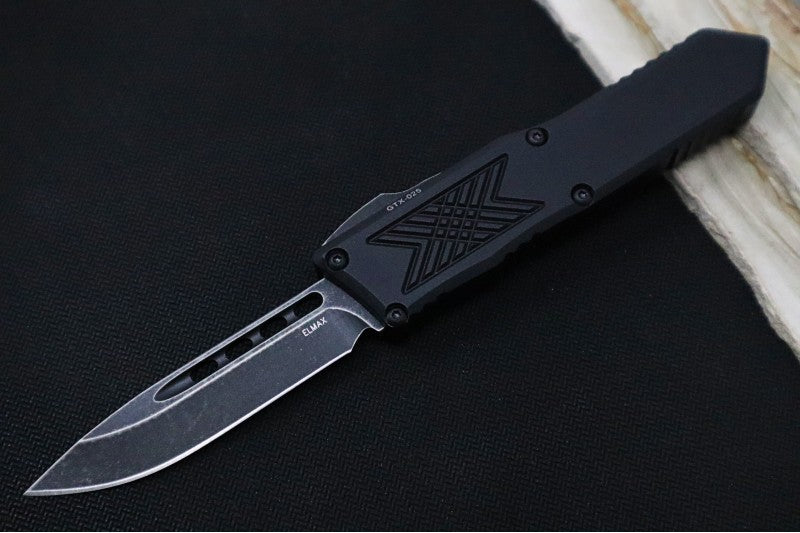Guardian Tactical GTX-025 OTF - Dark Stonewash Finish / Elmax Steel / Drop Point Blade / Black Anodized Aluminum Handle 12-3611 - Northwest Knives