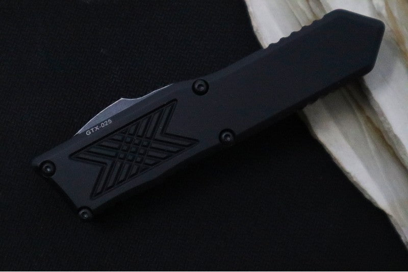 Guardian Tactical GTX-025 OTF - Dark Stonewash Finish / Elmax Steel / Drop Point Blade / Black Anodized Aluminum Handle 12-3611