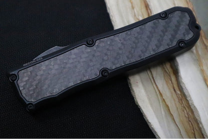 Guardian Tactical Recon 035 - Black Aluminum Handle & Carbon Fiber Inlay / Dark Stonewashed Dagger Blade with a Partial Serrate 92632