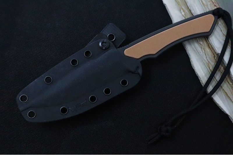 Spartan Blades Phrike Fixed Blade - Black CPM-S45VN Blade / Tan G-10 Handle / Kydex Sheath IMB Loop SB17BKTNKYBK