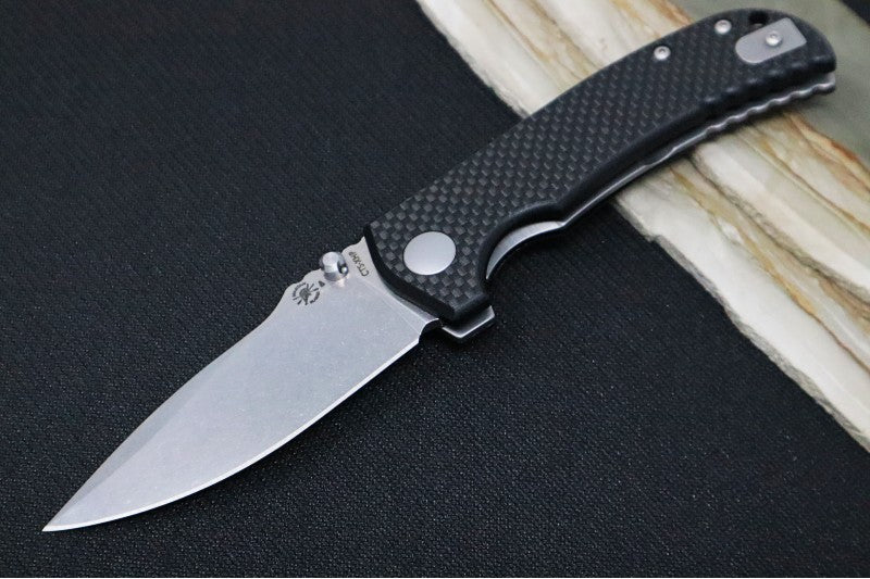 Spartan Blades Astor With  Black Carbon Fiber handle And Tumbled Finish Blade | Northwest Knives 