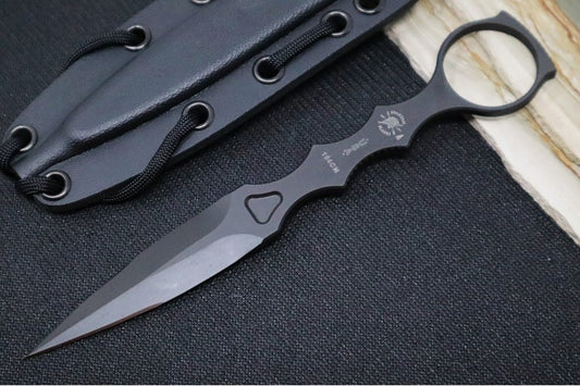 Spartan Blades CQB Tool Fixed Blade - Black Dagger Blade / Black Kydex Sheath SB9BK