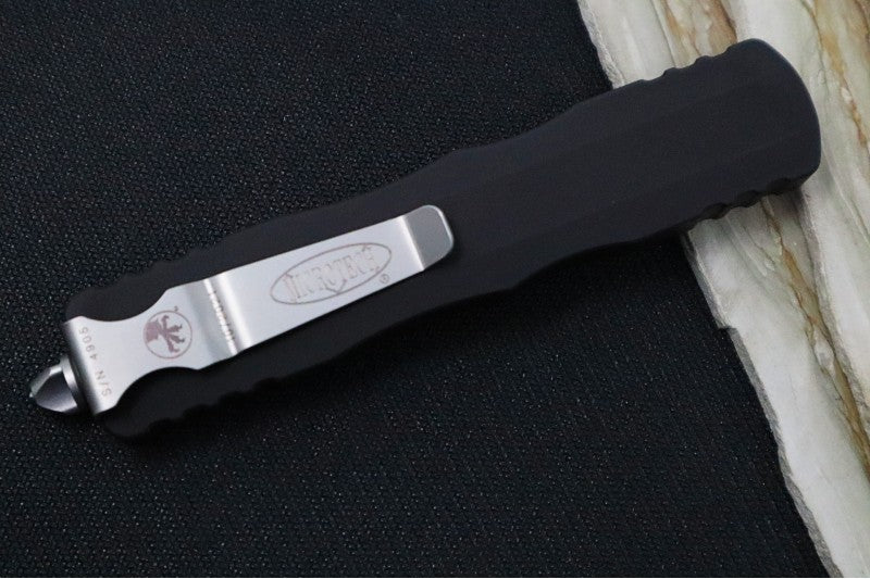 Microtech Dirac Delta OTF - Double Edge / Stonewash Finish / Black Anodized Aluminum Handle 227-10
