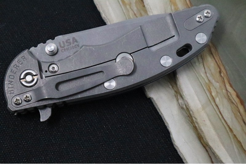 Rick Hinderer Knives XM-18 - 3.5" Spearpoint Blade / Working Finish / Black & Blue G-10 Handle - Northwest Knives