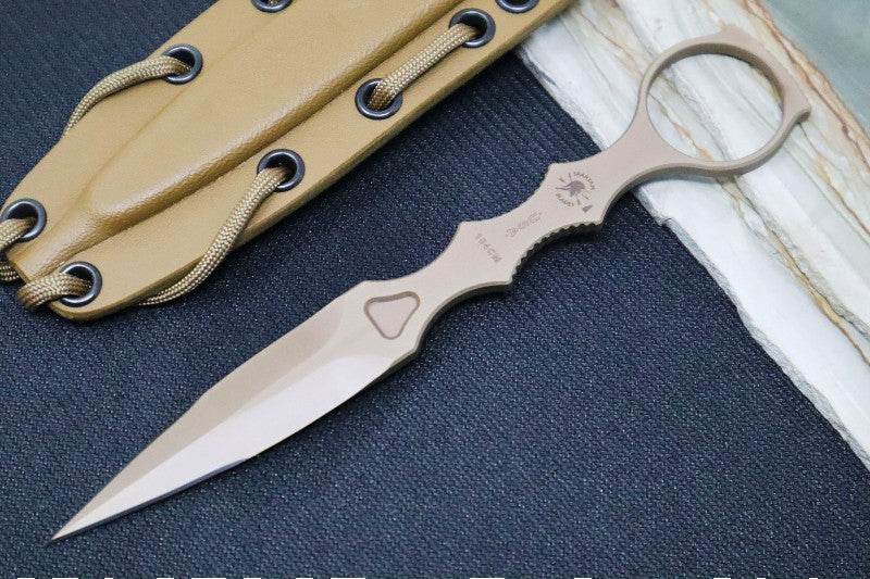 Spartan Blades CQB Tool Fixed Blade - Flat Dark Earth Dagger Blade / Tan Kydex Sheath SB9DE