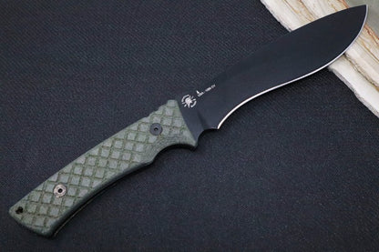 Spartan Blades Machai Fixed Blade - Black Blade / Green Micarta Handle / Black Retention Sheath SBSL002BKGR