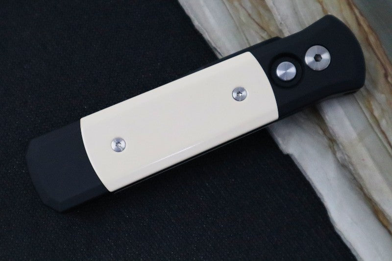 Pro Tech Godson Auto - Black Handle w/ Ivory Micarta Insert - 154CM Black Blade 752 - Northwest Knives