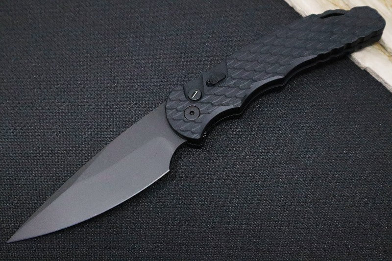 Pro Tech Tactical Response 4 Operator Auto - Black Feather Textured Handle / Black D2 Blade / Tritium Button TR-4.F3OPERATOR - Northwest Knives