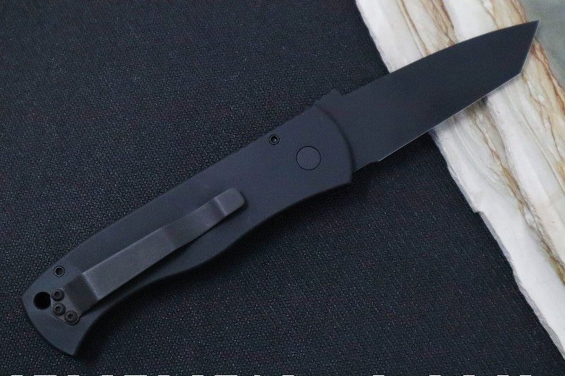 Pro Tech Emerson Operator Auto - Black Anodized Aluminum Handle / Black Finished Tanto Blade / CPM-154CM Steel / Tritium Push Button E7T-OPERATOR