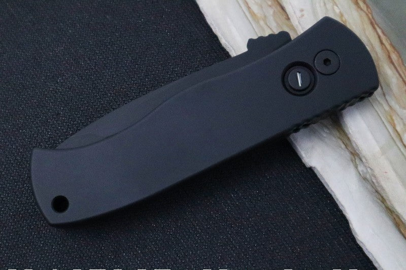 Pro Tech Emerson Operator Auto - Black Anodized Aluminum Handle / Black Finished Tanto Blade / CPM-154CM Steel / Tritium Push Button E7T-OPERATOR - Northwest Knives
