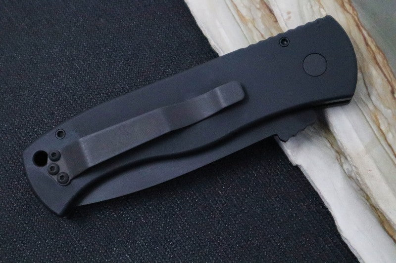Pro Tech Emerson Operator Auto - Black Anodized Aluminum Handle / Black Finished Tanto Blade / CPM-154CM Steel / Tritium Push Button E7T-OPERATOR - Northwest Knives