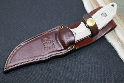 Rick Hinderer Knives Emmett Bowie -  Stonewashed Blade / OD Green Micarta Handle / Brown Leather Sheath