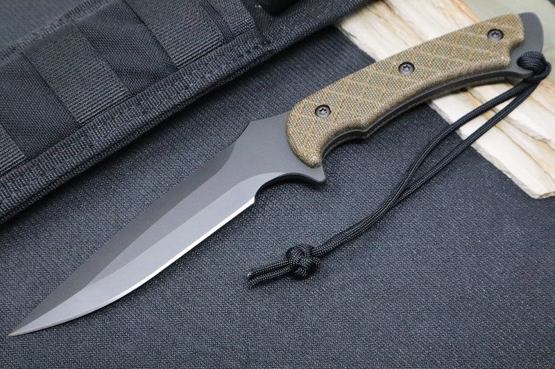 Spartan Blades ARES Fixed Blade - Black Blade & Green Micarta Handle