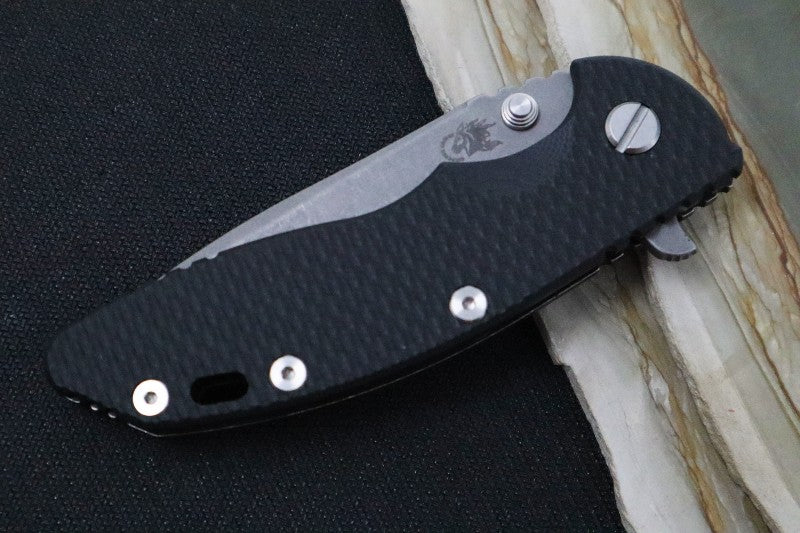 Rick Hinderer Knives XM-18 - 3.5" Spearpoint Blade / Working Finish / Black G-10 & Battleworn Black Finished Titanium Handle