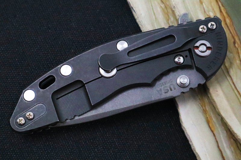 Rick Hinderer Knives XM-18 - 3.5" Spearpoint Blade / Working Finish / Black G-10 & Battleworn Black Finished Titanium Handle