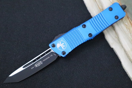 Microtech Troodon OTF - Tanto Style / Black Blade / Blue Aluminum Handle 140-1BL