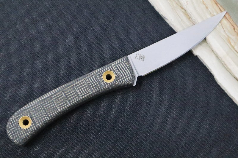 Boker Plus Bark Beetle Fixed Blade - 1095 Blade Steel / Green Micarta Handle / Black Leather Sheath 02BO039