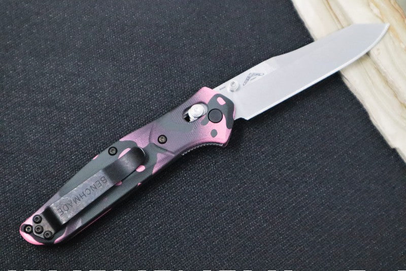 Benchmade 940-2 Osborne Custom - Pink Camo Cerakote G-10 Handle / Satin Reverse Tanto CPM-S30V Blade