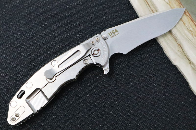 Rick Hinderer Knives XM-18 - Tri Way Pivot- 3.5" Recurve Blade / Stonewash Finish / OD Green G-10 Handle - Northwest Knives
