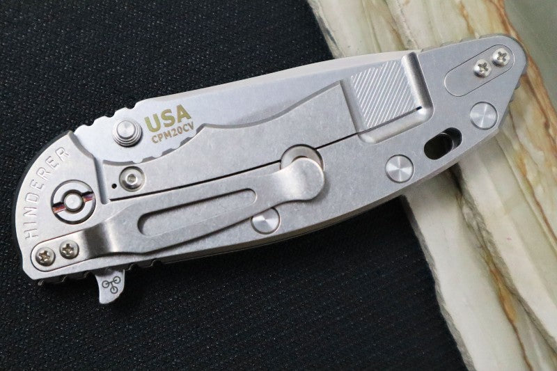 Rick Hinderer Knives XM-18 - Tri Way Pivot- 3.5" Recurve Blade / Stonewash Finish / OD Green G-10 Handle - Northwest Knives