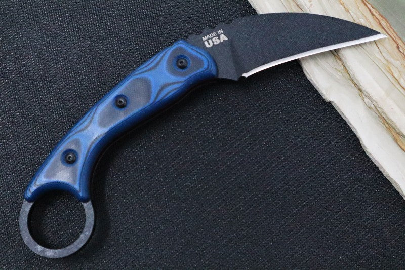 Tops Devil's Claw 2 - 1095 Steel / Black & Blue G-10 Handle / Black Kydex Sheath DEVCL-02 - Northwest Knives