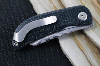 MCUSTA Petit Japanese Folding Knife - VG-10 Core Damascus Blade / Sheepsfoot / Blue & Black Micarta Handle MC-0212D