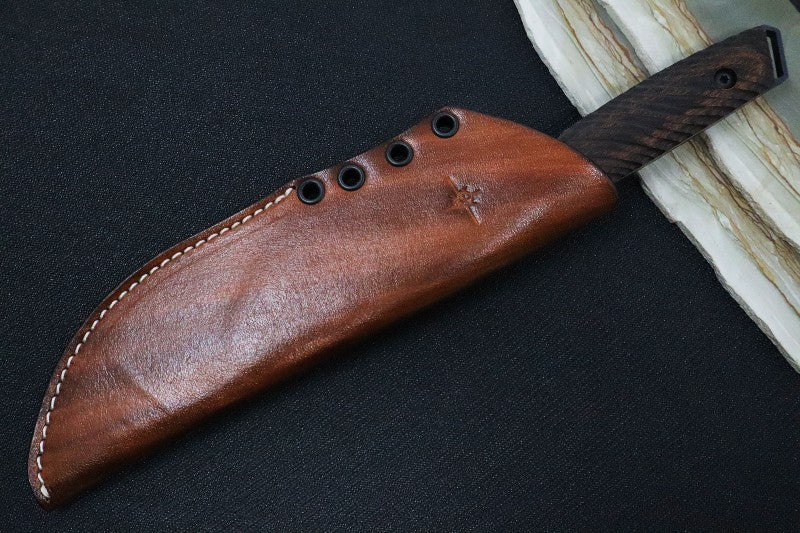 Genuine Hermann Oaks Leather Sheath | Walnut Dynamic Fluting Handle | Northwest Knives