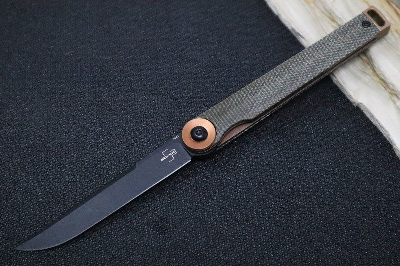 Boker Plus Kaizen Green Canvas Micarta Flipper - Drop Point Blade / D2 steel / Green Canvas Micarta handle 01BO391