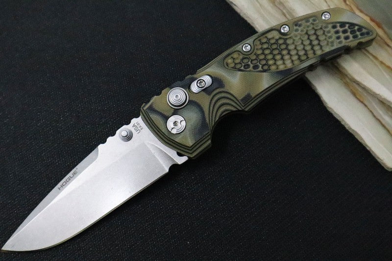 Hogue Knives EX 01 - Green G10 G-Mascus Handle & Green Frame / 154CM steel / Drop Point Blade 34178