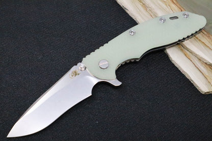 Rick Hinderer Knives XM-18 - Tri Way Pivot- 3.5" Recurve Blade / Stonewash Finish / Jade G-10 Handle