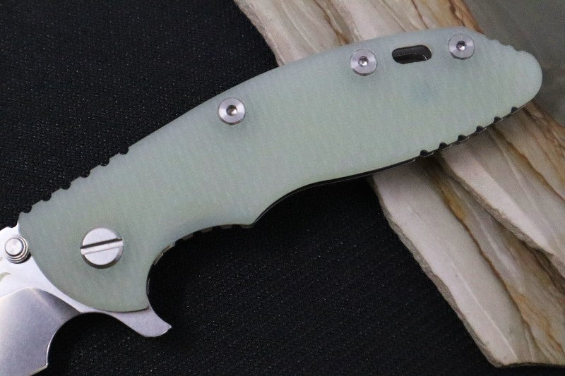 Rick Hinderer Knives XM-18 - Tri Way Pivot- 3.5" Recurve Blade / Stonewash Finish / Jade G-10 Handle